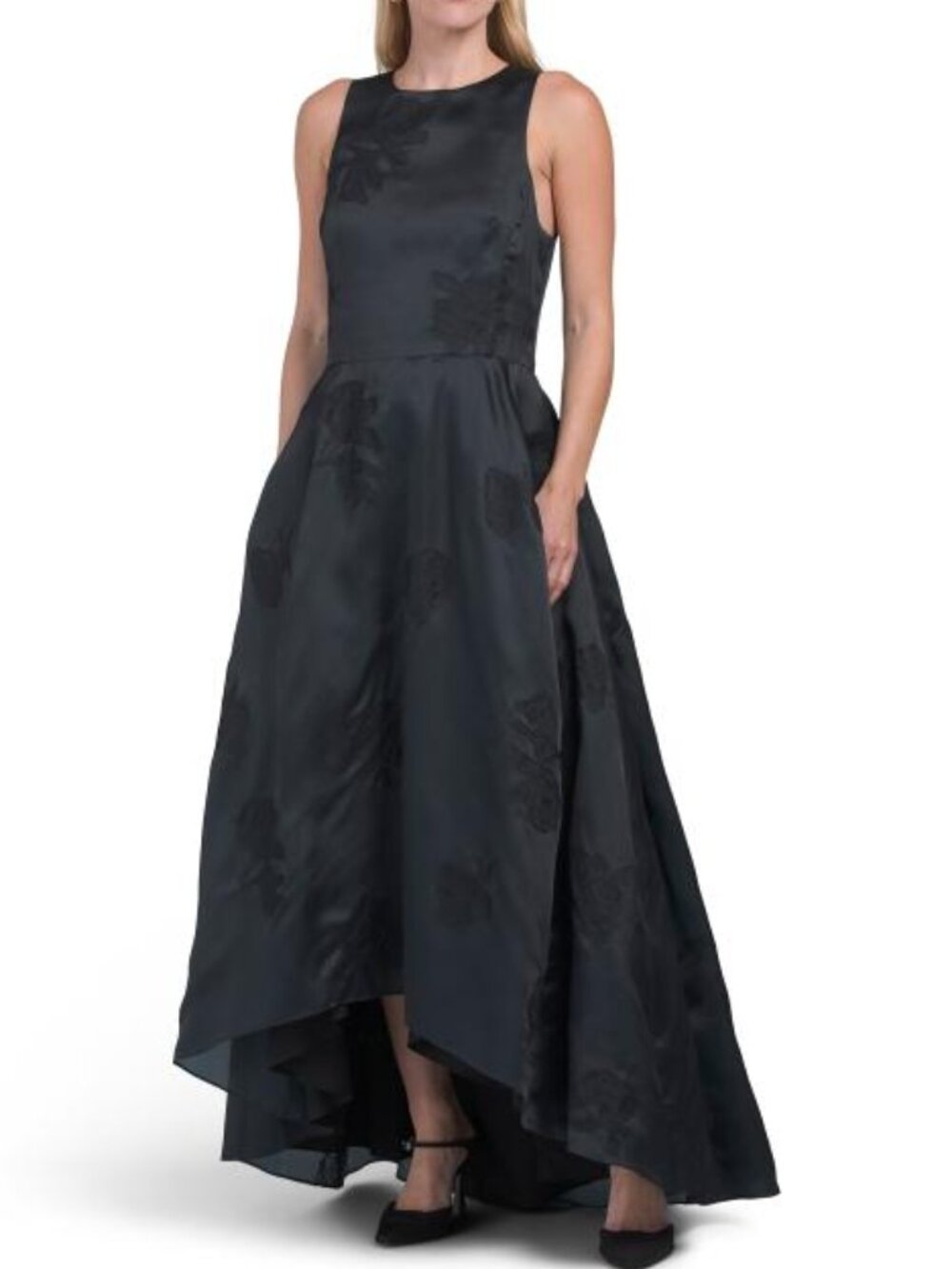 REBECCA TAYLOR Silk Silhouette Applique Organza Dress